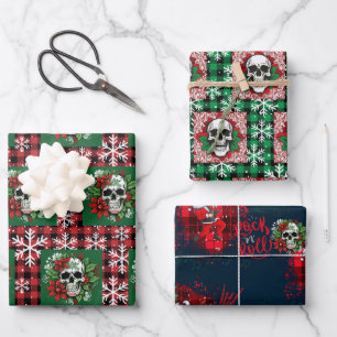 Gotisches Weihnachtswrapping Papier mit Skulls