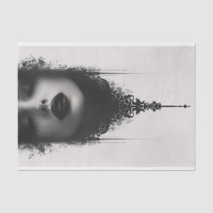Gotisches Zentralbild mit Frauengesicht Seidenpapier