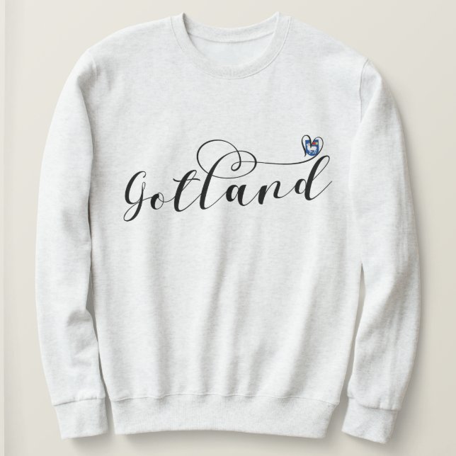 Gotland Flag Heftskriptdesign, Schweden Sweatshirt (Design vorne)