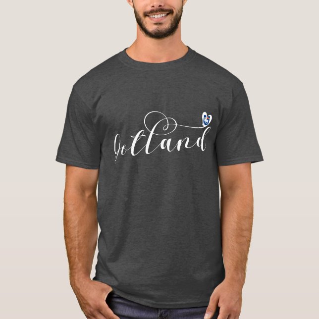 Gotland Flag Heftskriptdesign, Schweden T-Shirt (Vorderseite)