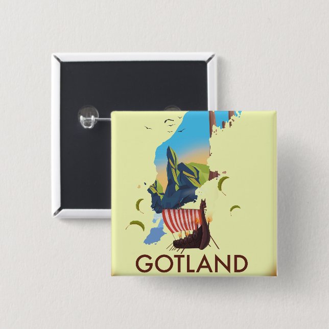 Gotland Ostsee Wanderkarte Button (Vorne & Hinten)