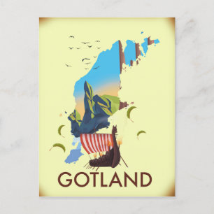 Gotland Ostsee Wikinger Reisekarte Postkarte