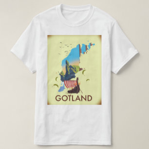 Gotland Ostsee Wikinger Reisekarte T-Shirt