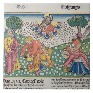 Gott 13-22 des Exodus-16 stellt Wachteln und Manna Fliese