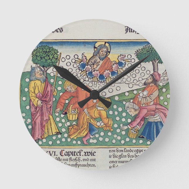 Gott 13-22 des Exodus-16 stellt Wachteln und Manna Runde Wanduhr (Vorderseite)