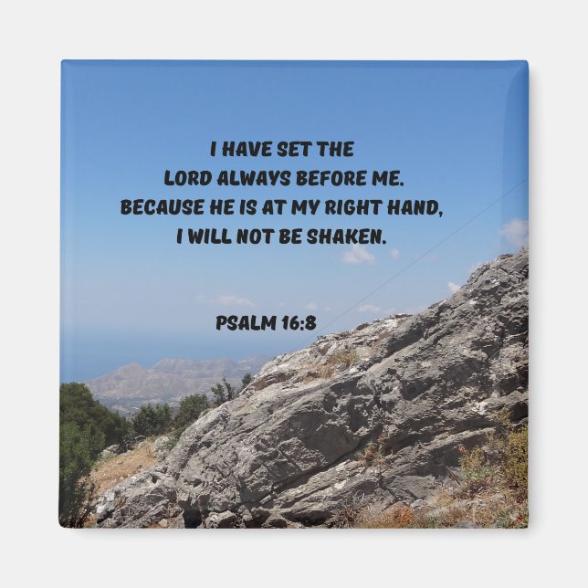 Gott an meiner rechten Hand Psalm 16:8 Bibelverse Magnet (Vorne)
