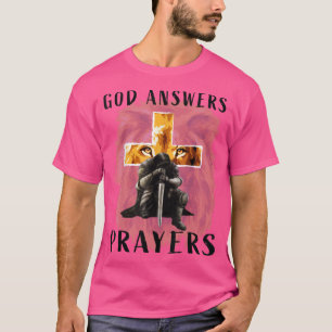 Gott antwortet Gebete Krieger Männer Christlich Cr T-Shirt