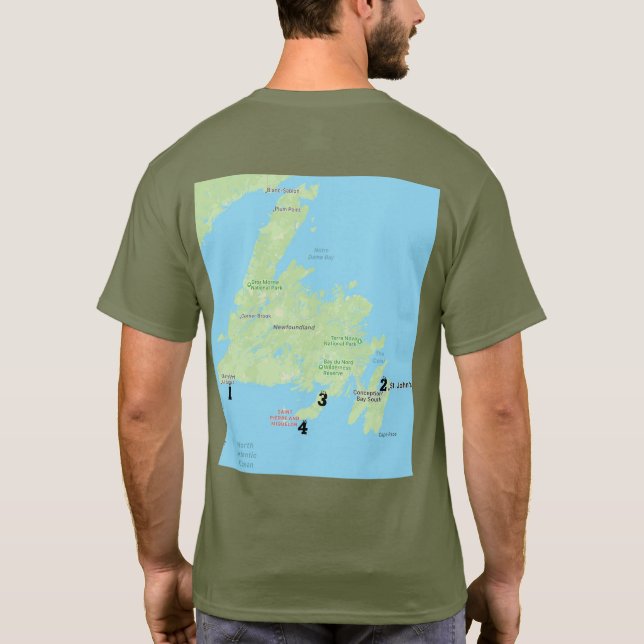 Gott auf der Neufundland-Karte T-Shirt (Rückseite)