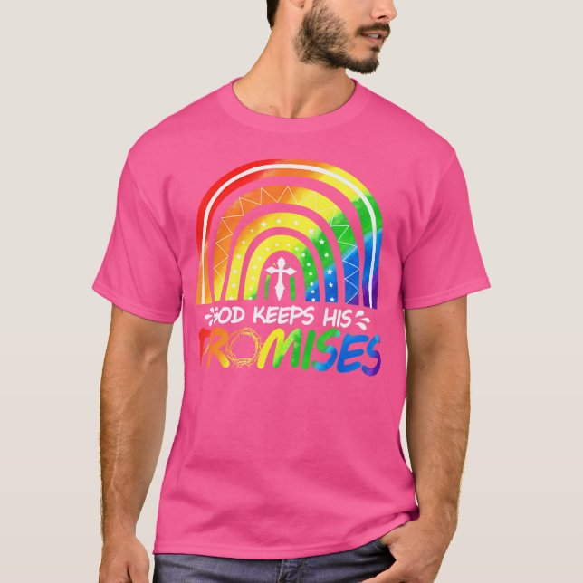 Gott Behalte sein Versprechen Rainbow Christlich B T-Shirt (Vorderseite)