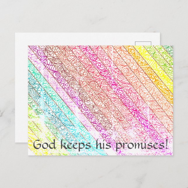 "Gott Behalte seine Versprechen!" Rainbow Postkart Postkarte (Vorne/Hinten)