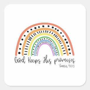 Gott Behalte seine Versprechen - Regenbogen Quadratischer Aufkleber