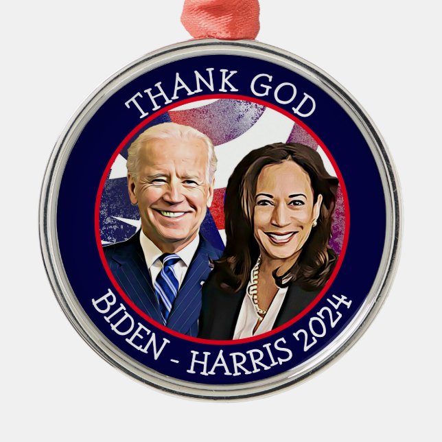 Gott Biden und Harris Election 2024 Keepake Ornament Aus Metall (Vorne)