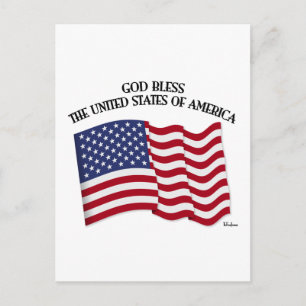 GOTT BLESS DIE USA US-Fahne Postkarte