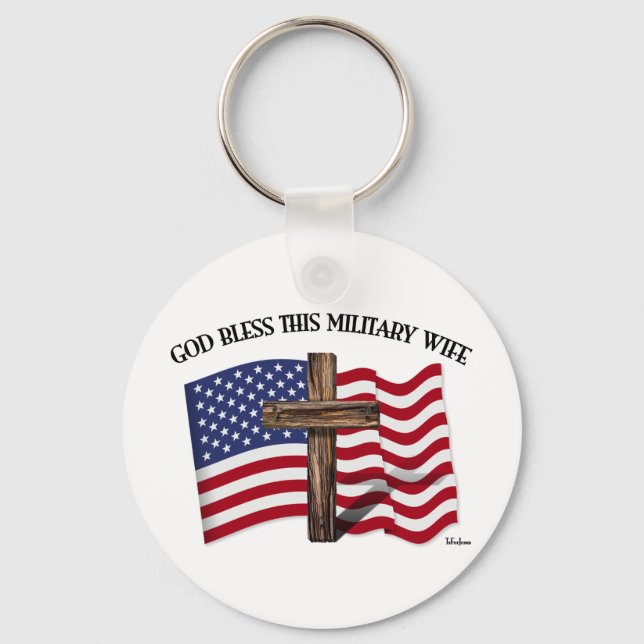 GOTT BLESS DIESE MILITÄRISCHE EHEFRAU - robustes K Schlüsselanhänger (Vorderseite)