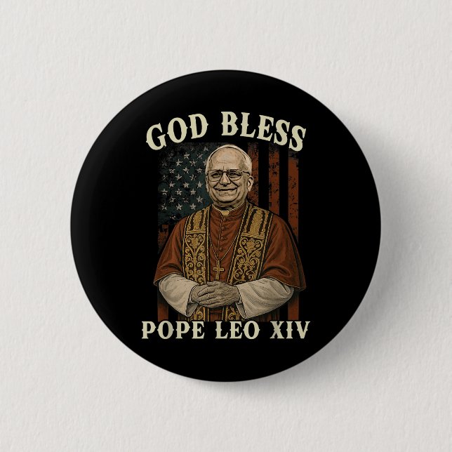 Gott Bless Papst Leo Xiv Habemus Papam Katholische Button (Vorderseite)