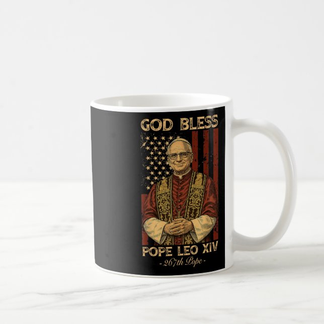 Gott Bless Papst Leo Xiv Robert Francis Prevost Am Kaffeetasse (Rechts)