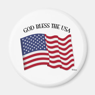GOTT BLESS THE USA mit US-Flagge Magnet