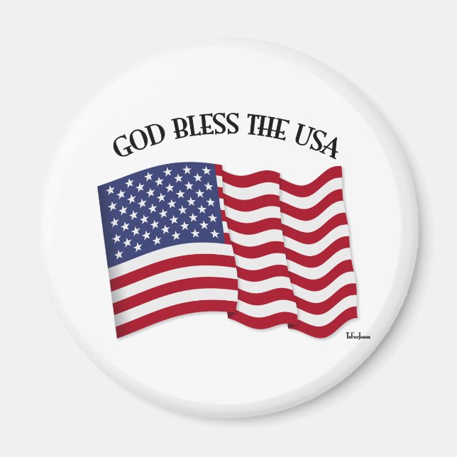 GOTT BLESS THE USA mit US-Flagge Magnet (Vorne)