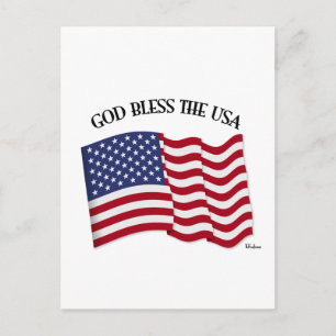 GOTT BLESS THE USA mit US-Flagge Postkarte