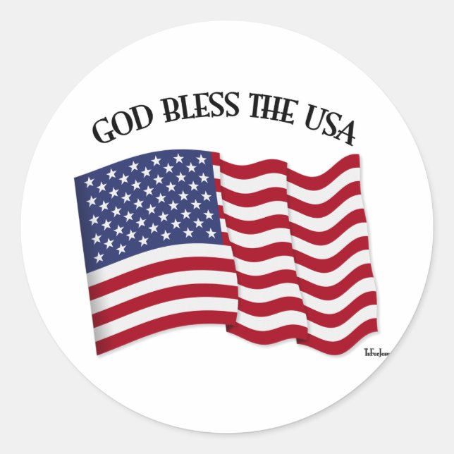 GOTT BLESS THE USA mit US-Flagge Runder Aufkleber (Vorderseite)