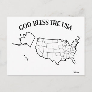 GOTT BLESS THE USA mit US-Kontur Postkarte