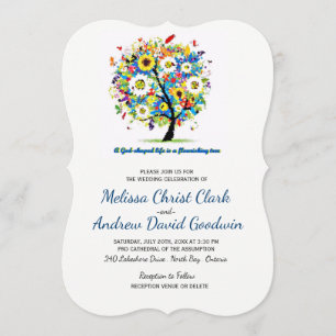 Gott Blühend Baum Christliche Hochzeit Einladung