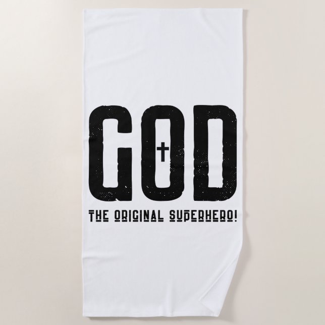 Gott Das Original Superhelden-Bibelkreuz Strandtuch (Vorderseite)