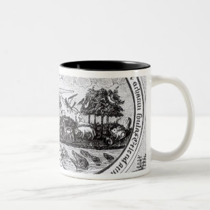 Gott, der die Welt durch Kompass herstellt Zweifarbige Tasse