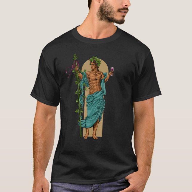 Gott der griechischen Mythologie Bacchus Dionysus T-Shirt (Vorderseite)