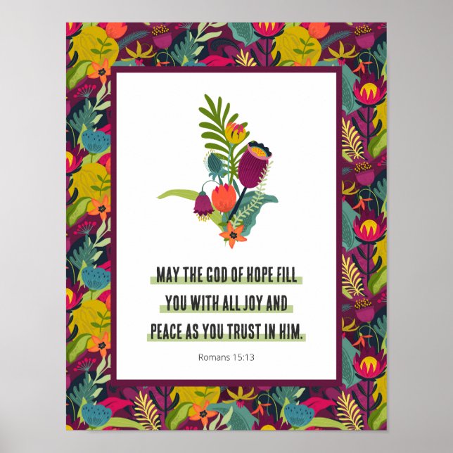 Gott der Hoffnung Farbenfrohe Blumenmuster Abstrak Poster (Vorne)