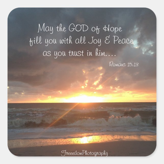 Gott der Hoffnung Quadratischer Aufkleber (Vorderseite)