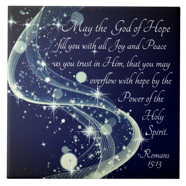 Gott der Hoffnung, Römer 15:13 Bibelverse, Weihnac Fliese (Vorderseite)