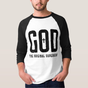 Gott Der Original Superhelden Bibelkreuz 3/4 Mens T-Shirt