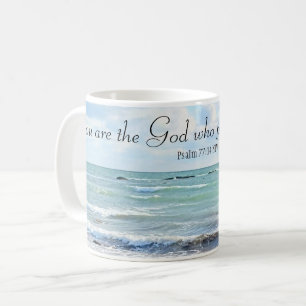 Gott, der Wunder vollbringt Ozean Blue Bible Verse Kaffeetasse