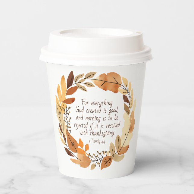 Gott erschaffen Gut | Erntedank Kreath | Neutrale Pappbecher (Vorderseite)