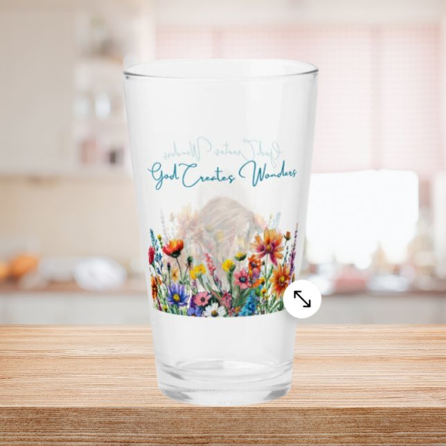 Gott erschafft Wunder - 16 oz Blumenglass Glas (Good Creates Wonders
This 16 oz glass symbolizes growth and the abundant joys of life.)