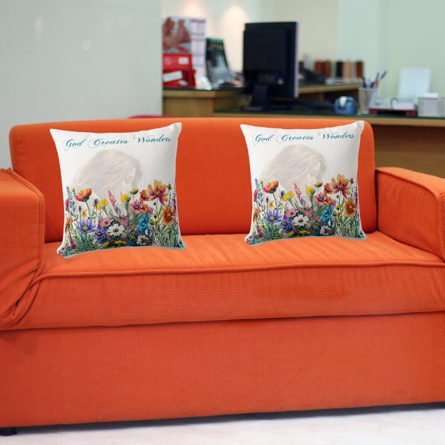 Gott erschafft Wunder - Kissen mit Wirbel (16" x 1 (God Creates Wonders Pillow
A serene addition that infuses your space with peace and positivity. )