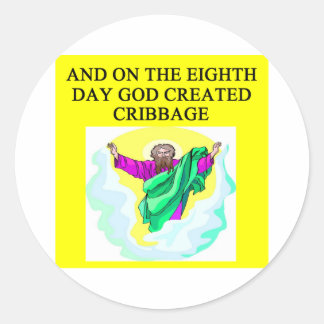 Gott erschuf Cribbbage Runder Aufkleber