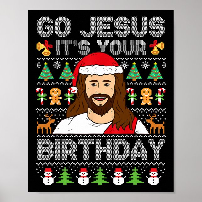 Gott, es ist dein Geburtstag Ugly Weihnachtskraut Poster (Vorne)