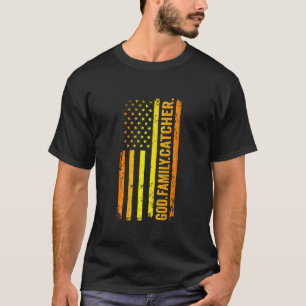 Gott Familie Catcher US Amerikanische Flagge Vater T-Shirt