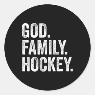 Gott Familie Hockey  Runder Aufkleber