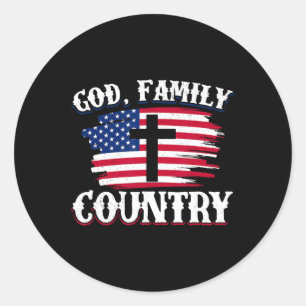 Gott Familie Land Amerikanische Flagge Kreuz Chris Runder Aufkleber