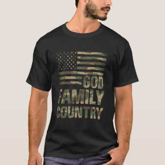 Gott Familie Land Camo Patriotisch Christlich US F T-Shirt
