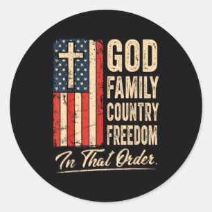 Gott Familie Land Dom In Dieser Reihenfolge Usa-Fl Runder Aufkleber