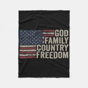 Gott Familie Land Freiheit - 4. Juli USA-Flagge Ch Fleecedecke