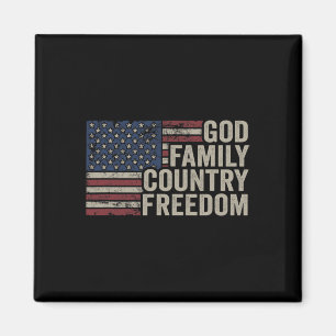 Gott Familie Land Freiheit - 4. Juli USA-Flagge Ch Magnet