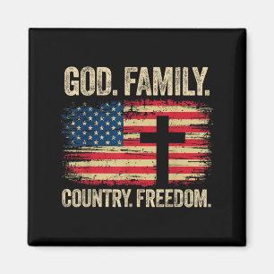 Gott Familie Land Freiheit USA-Flagge Kreuz Magnet