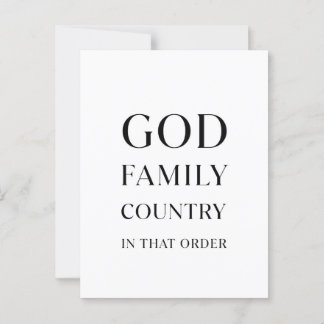 Gott, Familie, Land in dieser Reihenfolge Postkarte