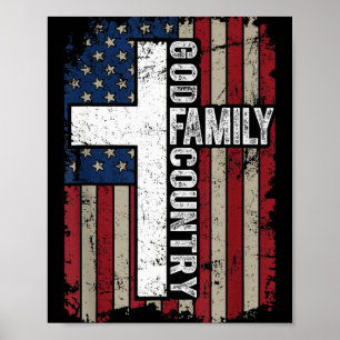 Gott Familie Land Patriotisch Christlich Vintage U Poster