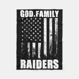 Gott. Familie. Raiders. Vintage-USA-Flagge Fleecedecke